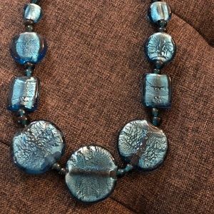 Blue glass necklace statement piece